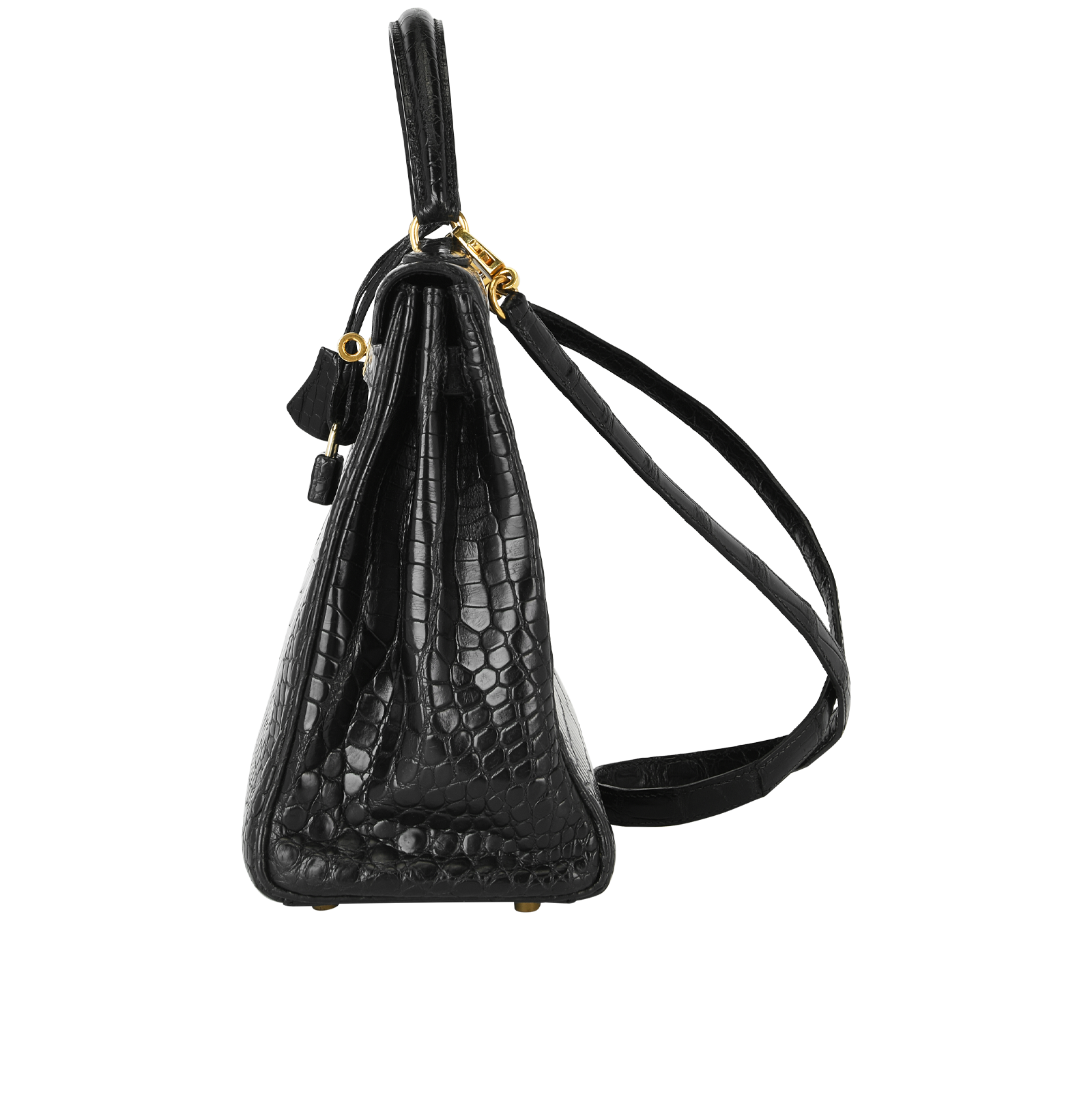Kelly 32 In Crocodile Porosus Black, &pound;14,500, Handbags, Black, Crocodile, Bottom view